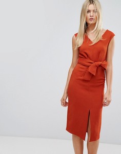 Платье миди с поясом Closet - Оранжевый