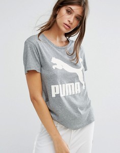 Серая футболка бойфренда с логотипом Puma Archive - Серый
