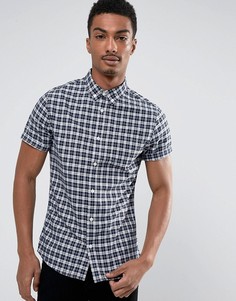 Узкая строгая рубашка в клетку с короткими рукавами Burton Menswear - Темно-синий
