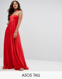 Плиссированное платье-бандо макси ASOS TALL - Красный