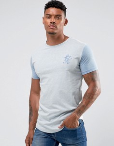 Белая обтягивающая футболка с синими рукавами Gym King - Белый