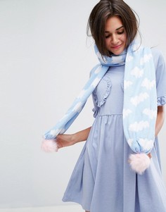 Вязаный шарф с облаками Lazy Oaf - Синий