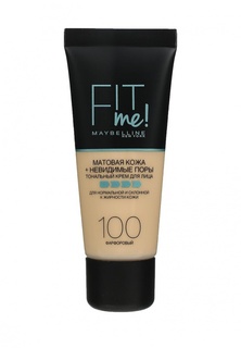 Тональный крем Maybelline New York для лица "Fit Me", матирующий, скрывающий поры, Оттенок 100, Фарфоровый, 30 мл