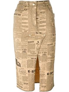 юбка-карандаш с газетным принтом John Galliano Vintage
