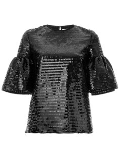 puffed sleeve sequin top Huishan Zhang