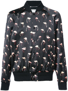 куртка бомбер с принтом фламинго Saint Laurent