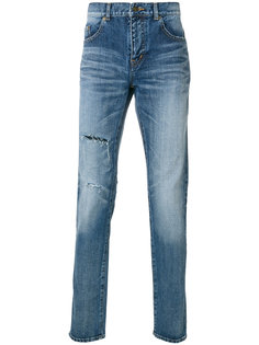 узкие джинсы с выцветшим эффектом Saint Laurent