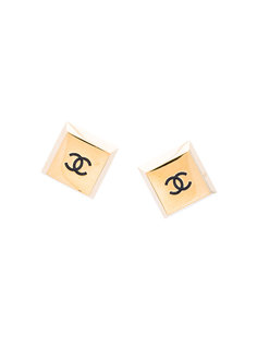 квадратные серьги с логотипом Chanel Vintage