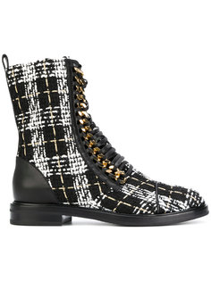 checked tweed boots  Casadei