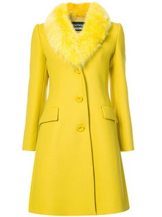 однобортное пальто с мехом Boutique Moschino
