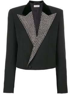 укороченный пиджак с декорированными лацканами Saint Laurent