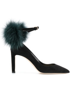 fur pom pom Mary Jane pumps Jimmy Choo