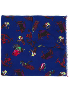 шарф с рисунком из лягушек и бахромой Paul Smith