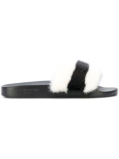 striped faux fur pool slides Givenchy