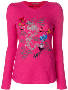 топ с круглым вырезом и вышитым драконом  Ermanno Scervino