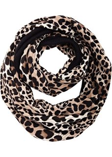 Вязаный шарф снуд с анималистским узором (леопардовый черный/светло-коричневый) Bonprix