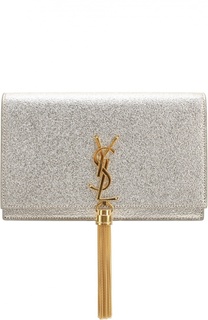 Сумка Monogram из металлизированной кожи Saint Laurent