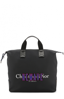 Текстильная сумка-шоппер с кожаной отделкой Dior