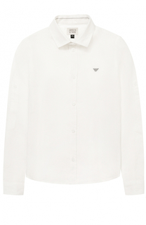 Льняная рубашка с логотипом бренда Giorgio Armani