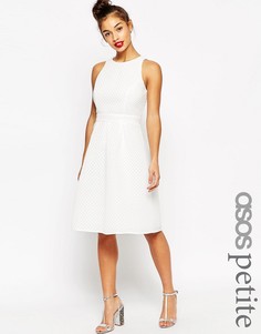 Пышное фактурное платье миди ASOS PETITE - Белый