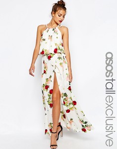 Юбка макси с запахом и цветочным принтом ASOS TALL - Мульти