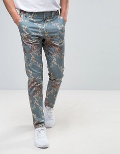 Зауженные брюки с цветочным принтом ASOS - Зеленый