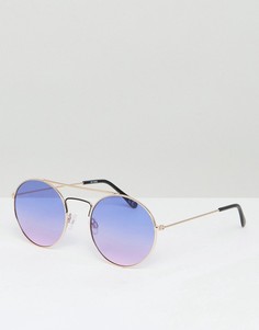 Круглые очки-авиаторы с голубыми и розовыми стеклами ASOS - Золотой