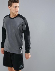 Черный свитшот с круглым вырезом и молниями по бокам adidas Athletics BS4853 - Черный
