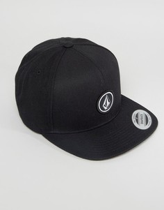 Саржевая бейсболка с маленьким логотипом Volcom - Черный