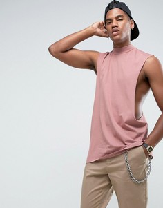 Спортивная майка с воротником-стойкой ASOS - Розовый