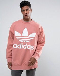 Розовый свободный свитшот с круглым вырезом adidas Originals BQ1975 - Розовый