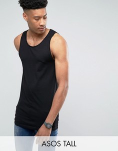 Длинная черная обтягивающая майка ASOS TALL - Черный