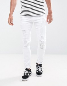 Супероблегающие белые джинсы с рваными коленями ASOS - Белый
