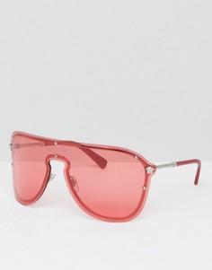 Красные солнцезащитные очки Versace Shield - Черный