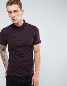 Черное обтягивающее поло из пике ASOS - Фиолетовый