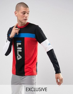 Черный лонгслив с сетчатой вставкой Fila эксклюзивно для ASOS - Черный