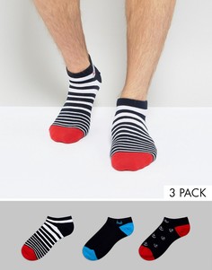 Комплект из 3 пар невидимых спортивных носков Pringle - Темно-синий