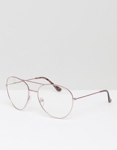 Розовые очки-авиаторы с прозрачными стеклами ASOS - Розовый