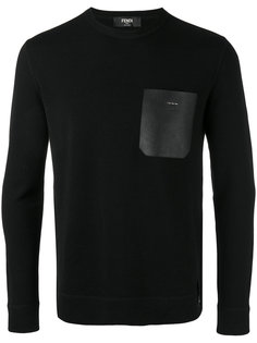 свитер с кожаным карманом Fendi