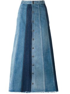 длинная лоскутная джинсовая юбка Saint Laurent