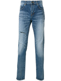 узкие джинсы с выцветшим эффектом Saint Laurent