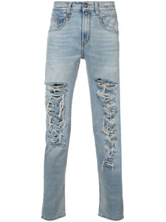джинсы скинни с рваными деталями R13