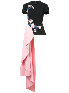 декорированная асимметричная блузка Oscar de la Renta