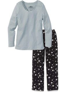 Пижама (черный/серебристо-серый с рисунком) Bonprix