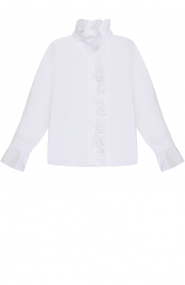 Хлопковая блуза прямого кроя с оборками Dal Lago