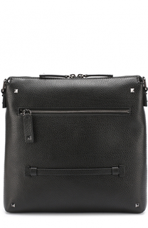 Кожаная сумка-планшет с внешним карманом на молнии Valentino