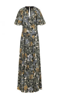 Шелковое платье-макси с принтом Burberry