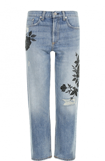 Укороченные джинсы с цветочной вышивкой и потертостями Rag&amp;Bone