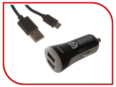 Зарядное устройство Dekken 2xUSB 2.1A + кабель microUSB Black-Grey 20909