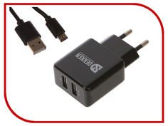 Зарядное устройство Dekken USB 2.1A/1A + кабель microUSB Black 20907